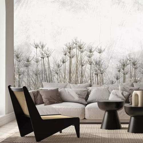 Fotobehang Wilde planten op een grijze achtergrond