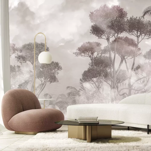 Fotobehang Tropisch bos in de mist