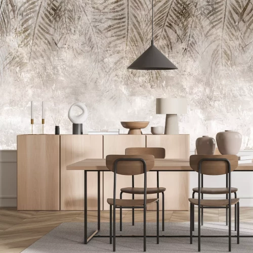 Fotobehang Palmtakken op een betonnen achtergrond