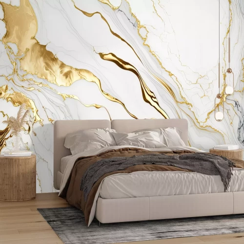 Fotobehang Abstracte compositie met wit marmer