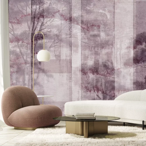 Fotobehang Abstracte compositie met een boslandschap