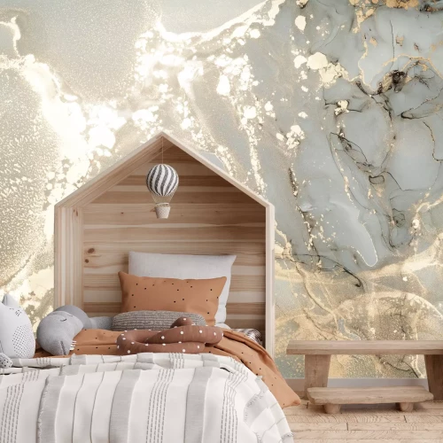 Fotobehang Abstracte marmeren compositie met goud