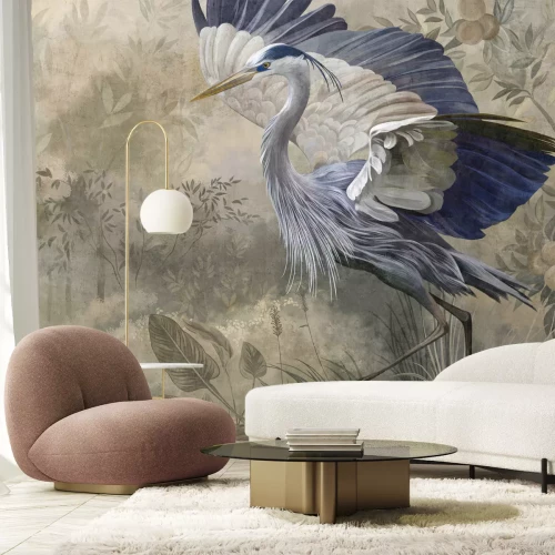 Fotobehang Reiger en tropische plantencompositie