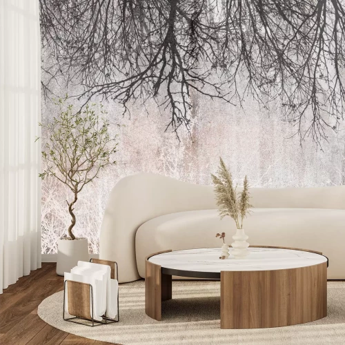 Fotobehang Zwarte boomtakken in een vintage motief