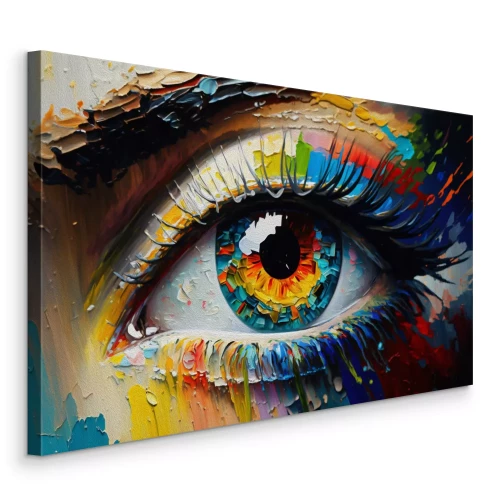 Canvas Abstract kleurrijk vrouwenoog