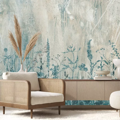 Fotobehang Wilde bloemen op een gestructureerde achtergrond