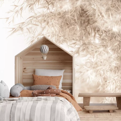 Fotobehang Botanisch graspatroon op een witte achtergrond