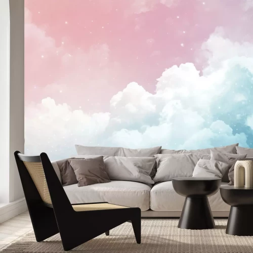 Fotobehang Wolken tegen een pastelkleurige lucht