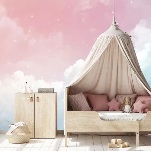 Fotobehang Wolken tegen een pastelkleurige lucht