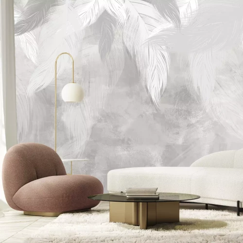 Fotobehang Veren op een grijze betonnen achtergrond