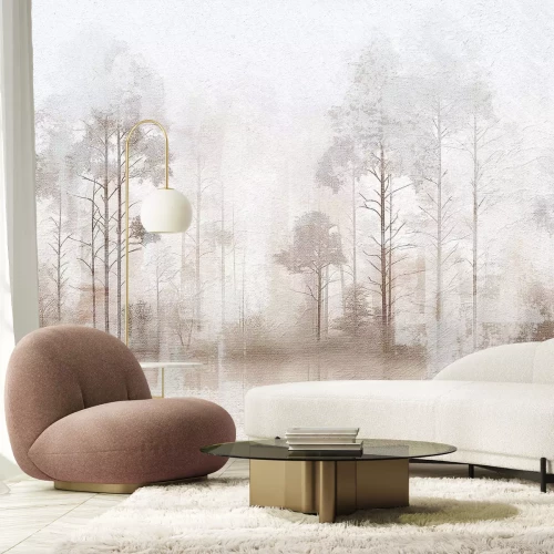 Fotobehang Beige boslandschap op een kartonnen achtergrond