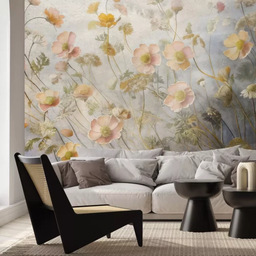 Fotobehang Botanisch patroon met vintage bloemen