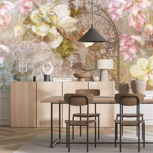 Fotobehang Bloemen op een vintage textuurachtergrond