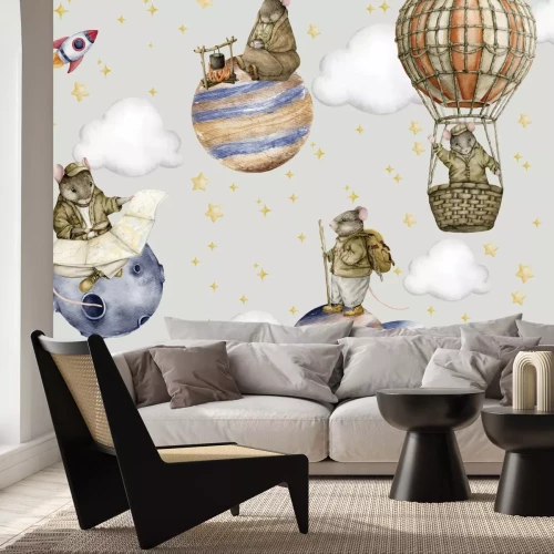 Fotobehang Dieren en planeten in de ruimte tegen de achtergrond van sterren