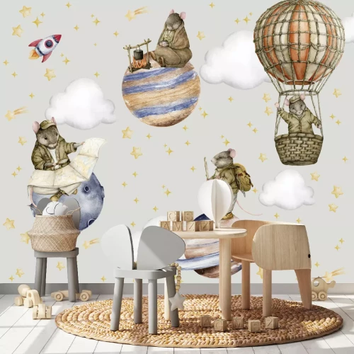 Fotobehang Dieren en planeten in de ruimte tegen de achtergrond van sterren