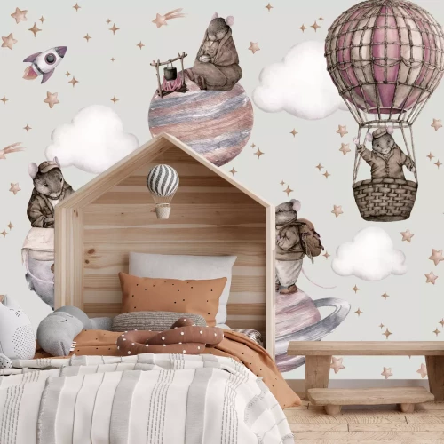 Fotobehang Dieren met planeten in de ruimte