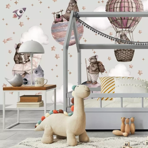 Fotobehang Dieren met planeten in de ruimte