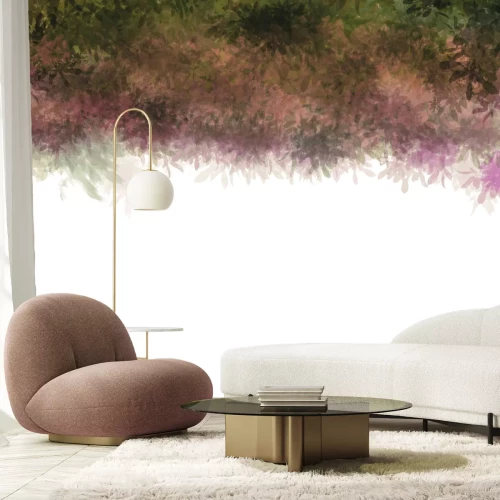 Fotobehang Abstracte aquarelbladeren op een witte achtergrond