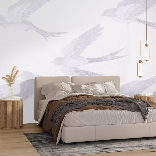 Fotobehang Zwaluwen op een gestructureerde achtergrond