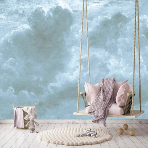 Fotobehang Dikke wolken monochroom patroon