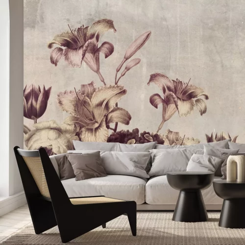 Fotobehang Vintage bloemen op een gestructureerde achtergrond