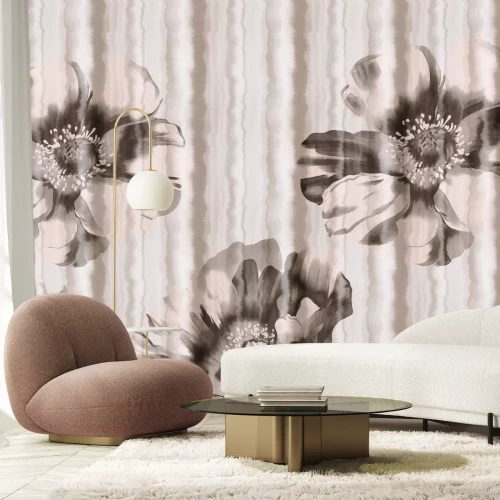 Fotobehang Klaprozen in monochrome kleuren met een aquareleffect