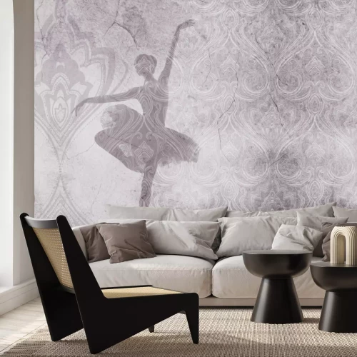 Fotobehang Balletdanseres op een decoratieve achtergrond