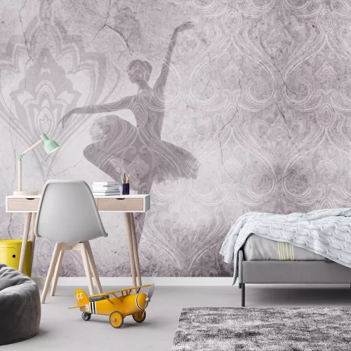 Fotobehang Balletdanseres op een decoratieve achtergrond