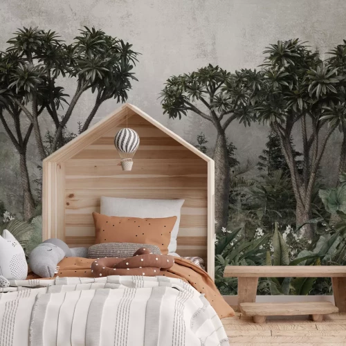 Fotobehang Tropisch landschap met dichte groene vegetatie