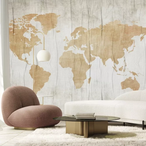 Fotobehang Wereldkaart op een vintage houten achtergrond