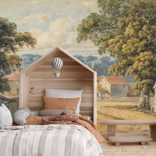 Fotobehang Het idyllische landschap van een landelijke nederzetting