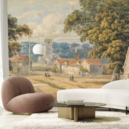 Fotobehang Het idyllische landschap van een landelijke nederzetting