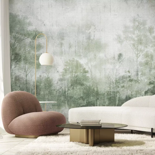 Fotobehang Boslandschap in groene kleuren