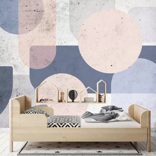 Fotobehang Compositie van geometrische vormen op een gestructureerde achtergrond