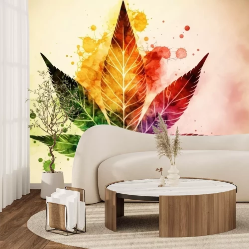 Fotobehang Abstract kleurrijk cannabisblad