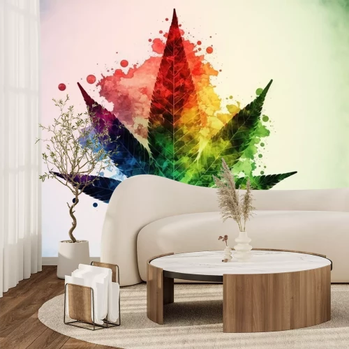 Fotobehang Kleurrijk hennepblad