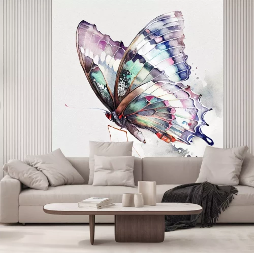 Sticker Kleurrijke 3D-vlinder in aquarelstijl