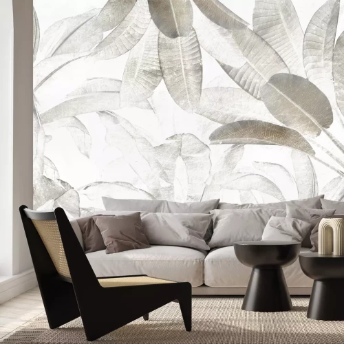 Fotobehang Vintage tropisch bladerenpatroon