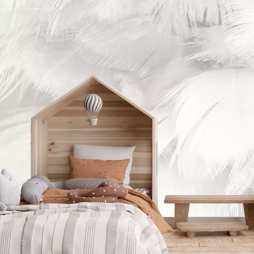 Fotobehang Witte veren van dichtbij