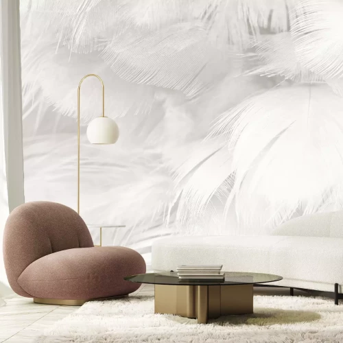 Fotobehang Witte veren van dichtbij