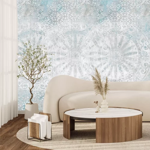 Fotobehang Mandala op een grijsblauwe achtergrond in vintage stijl