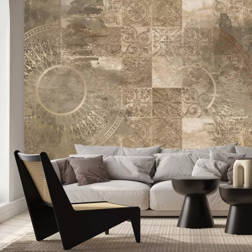 Fotobehang Mandala tussen vintage ornamenten