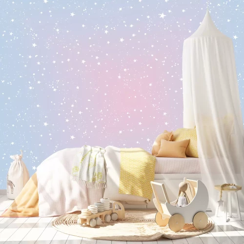 Fotobehang Sterren aan de blauwroze hemel