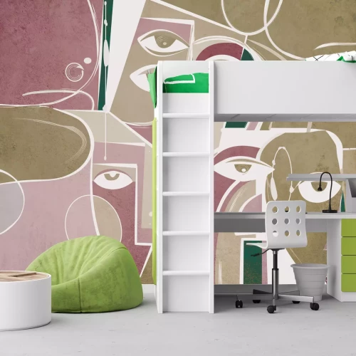 Fotobehang Abstracte gezichten in geometrische stijl