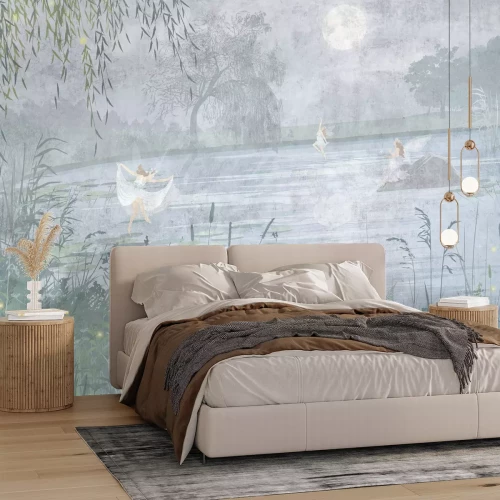 Fotobehang Ballerina&#39;s dansen op het meer