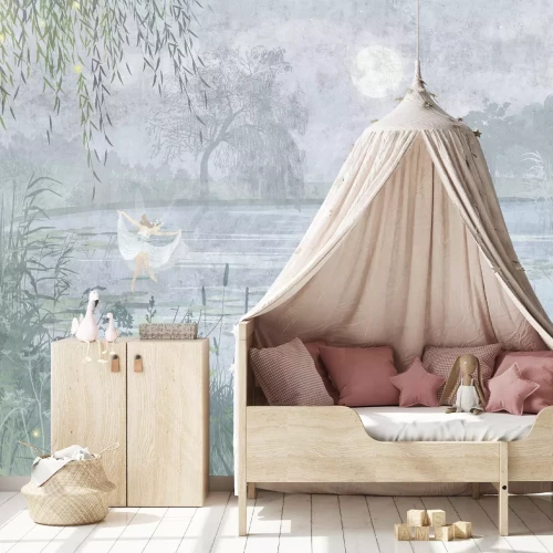 Fotobehang Ballerina's dansen op het meer