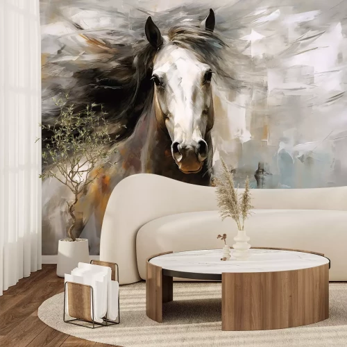 Fotobehang Portret van een paard in de stijl van schilderen