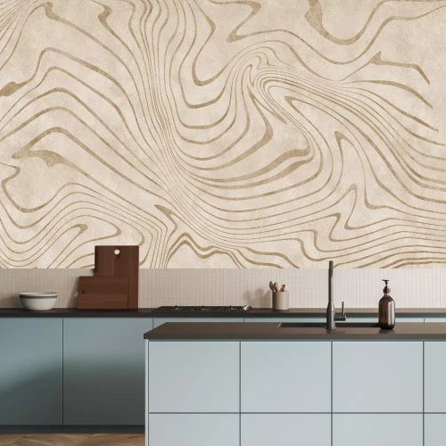 Fotobehang Onregelmatige lijnen op een geometrisch patroon op een beige achtergrond