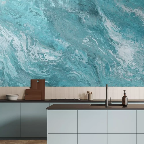 Fotobehang Abstracte blauwe zeegolven