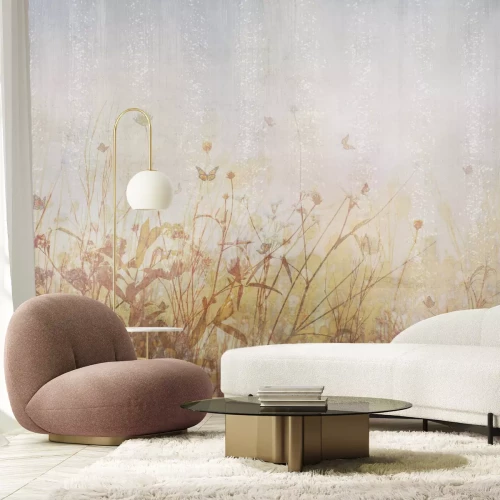 Fotobehang Wilde bloemen op een gestructureerde achtergrond